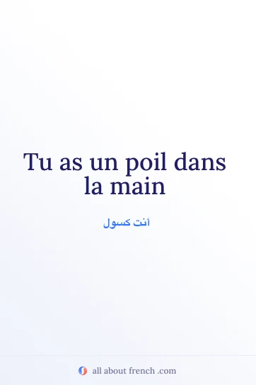 اقتباس فرنسي جميل: avoir poil dans la main