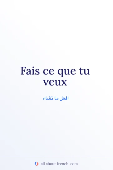 عبارة فرنسية جمالية fais ce que tu veux