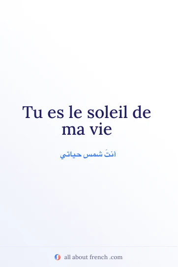 عبارة فرنسية جمالية: tu es le soleil de ma vie