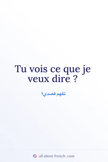 اقتباس فرنسي جميل Tu vois ce que je veux dire