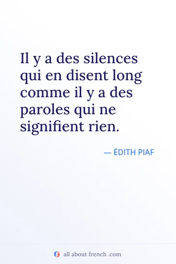 ästhetisches französisches Zitat silences disent long paroles signifient rien