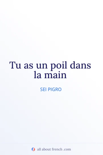 citazione francese estetica avoir poil dans la main