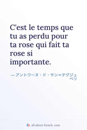 おしゃれなフランス語の名言 temps perdu pour ta rose