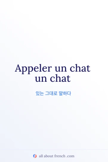 “appeler un chat un chat” 감성 프랑스어 명언