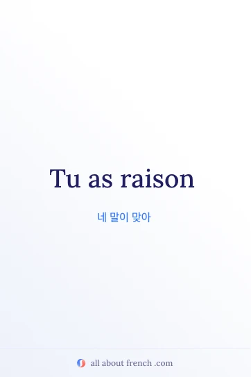 avoir raison 문구가 담긴 감성 프랑스어 명언 이미지