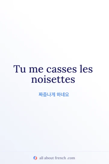 아름다운 프랑스어 표현 casser les noisettes