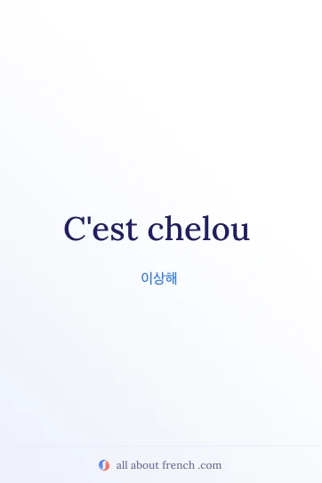 멋진 프랑스어 표현 c'est chelou
