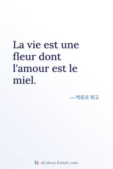 아름다운 프랑스어 명언 la vie est une fleur dont lamour est le miel