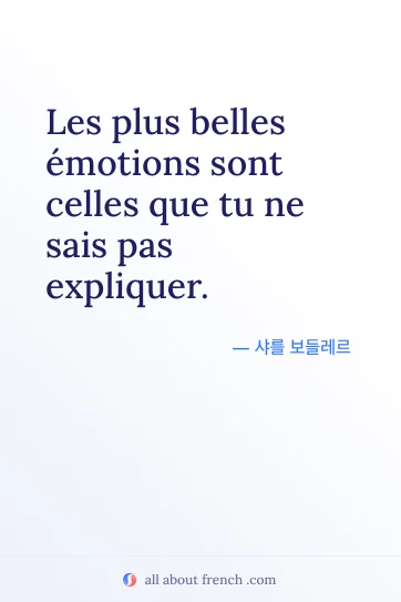 감성 프랑스어 명언 plus belles emotions inexplicables