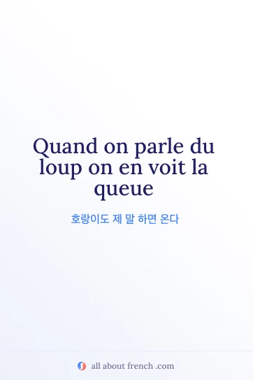 감성적인 프랑스어 명언 quand parle loup voit queue