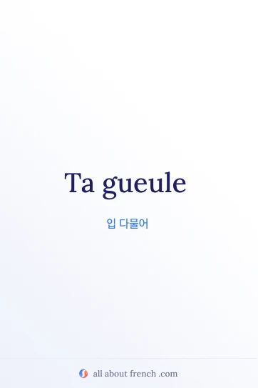 감각적인 프랑스어 표현 ta gueule 이미지
