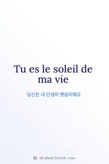 감성적인 프랑스어 명언 tu es le soleil de ma vie