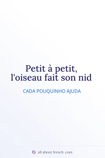 citação francesa estética petit a petit loiseau fait son nid