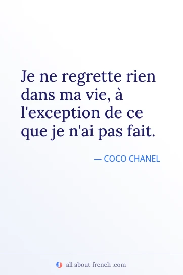 frase francesa estética regrette rien dans ma vie