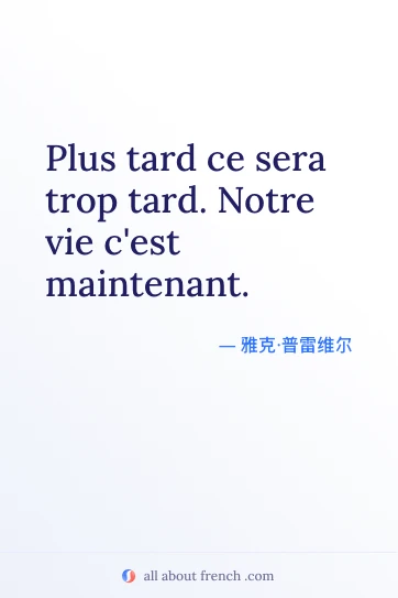 唯美法语名言 plus tard ce sera trop tard